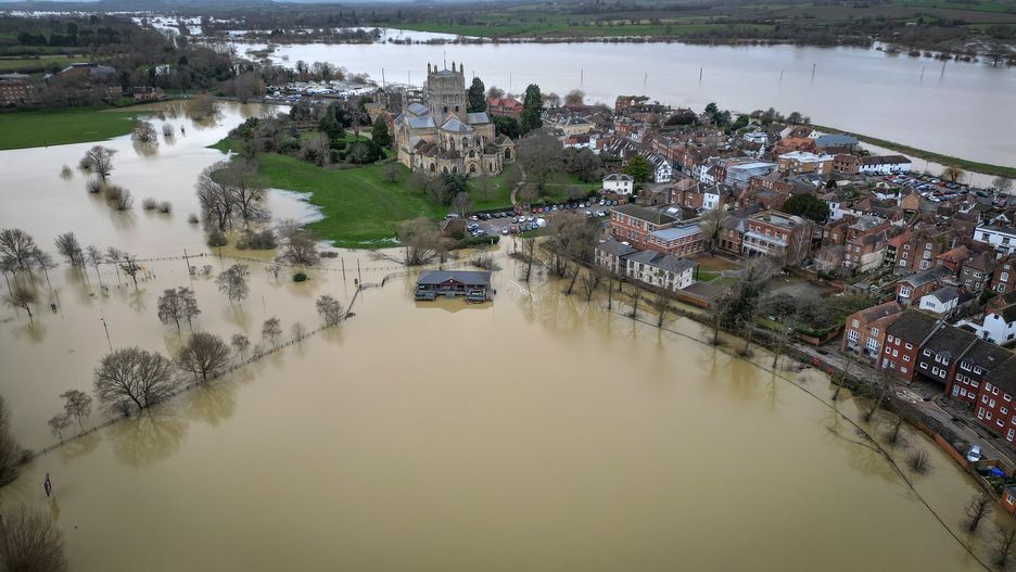  Widoku z lotu ptaka Tewkesbury Abbey