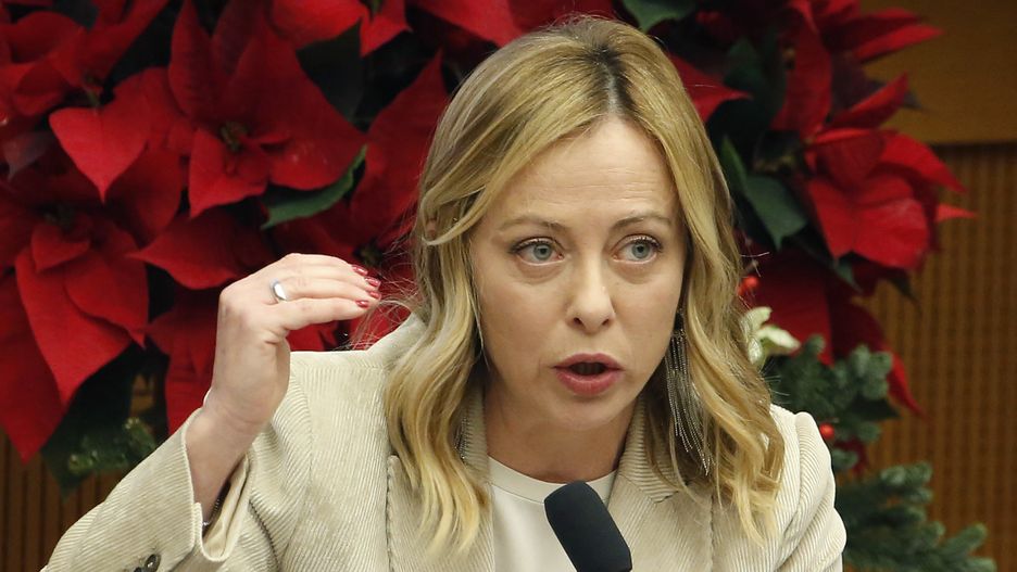 ROME, ITALY - JANUARY 04, 2024: Italian Premier Giorgia Meloni answers journalists' questions during her year end press conference. (Photo credit should read Marco Ravagli/Future Publishing via Getty Images)