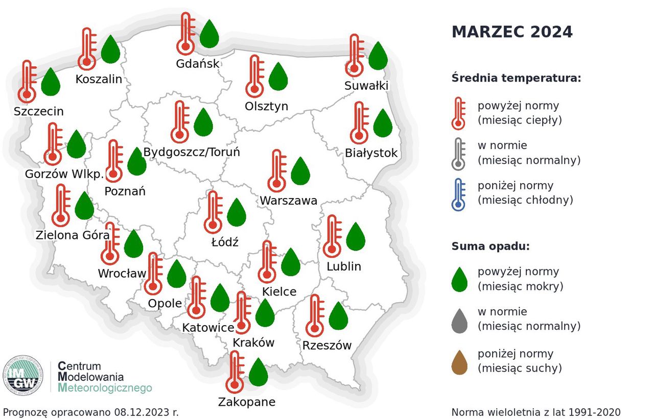 Pogoda długoterminowa. Marzec 2024 "powyżej norm"