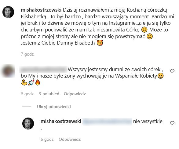 Misha Kostrzewski psioczy na byłą żonę