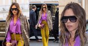 Wystrojona Victoria Beckham w oliwkowych spodniach własnego projektu za 2,5 tysiąca zadaje szyku w Paryżu (ZDJĘCIA)