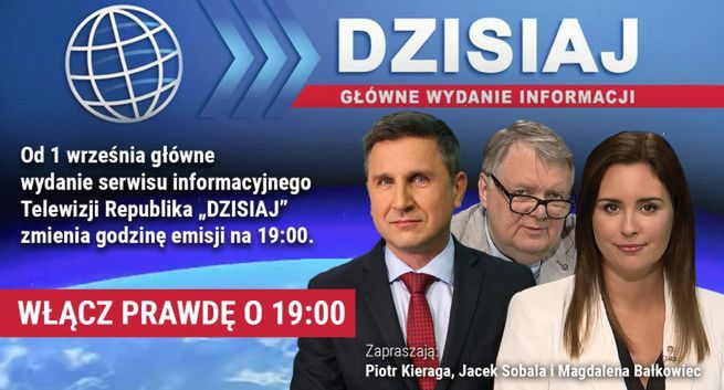 Główny serwis informacyjny TV Republika będzie emitowany w porze „Faktów” TVN.  „Włącz prawdę o 19:00"