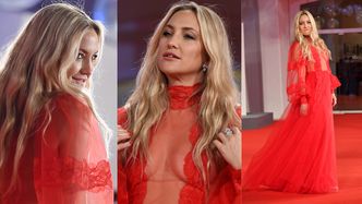 Kate Hudson eksponuje dekolt w sukni z prześwitami na festiwalu w Wenecji (ZDJĘCIA)