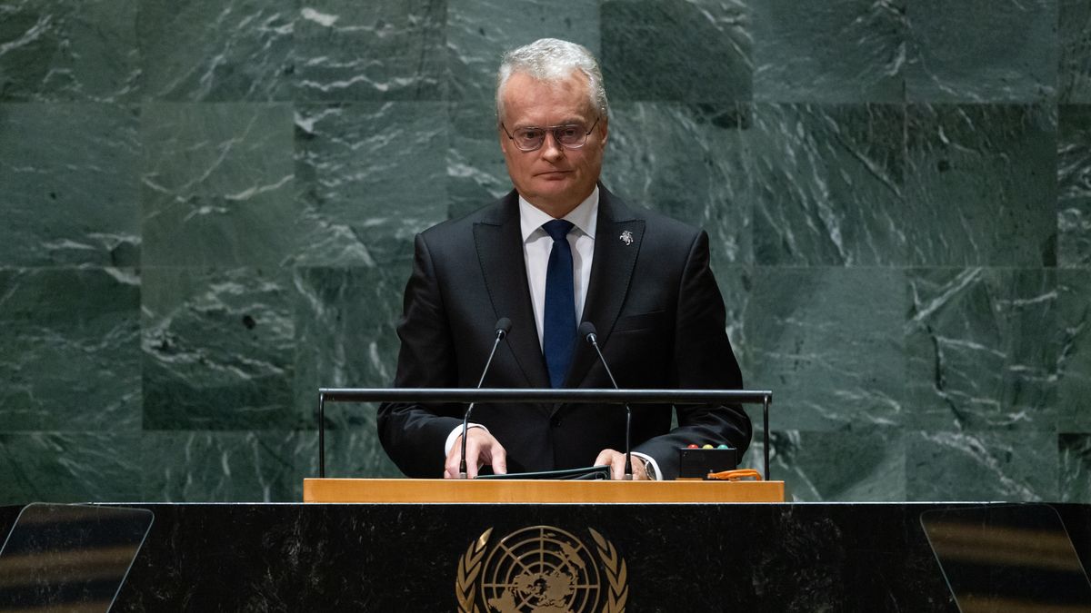 President of Lithuania Gitanas Nauseda speaks during the 78th session of the United Nations General Assembly at United Nations Headquarters in New York, New York, USA, 20 September 2023. EPA/ADAM GRAY Dostawca: PAP/EPA.