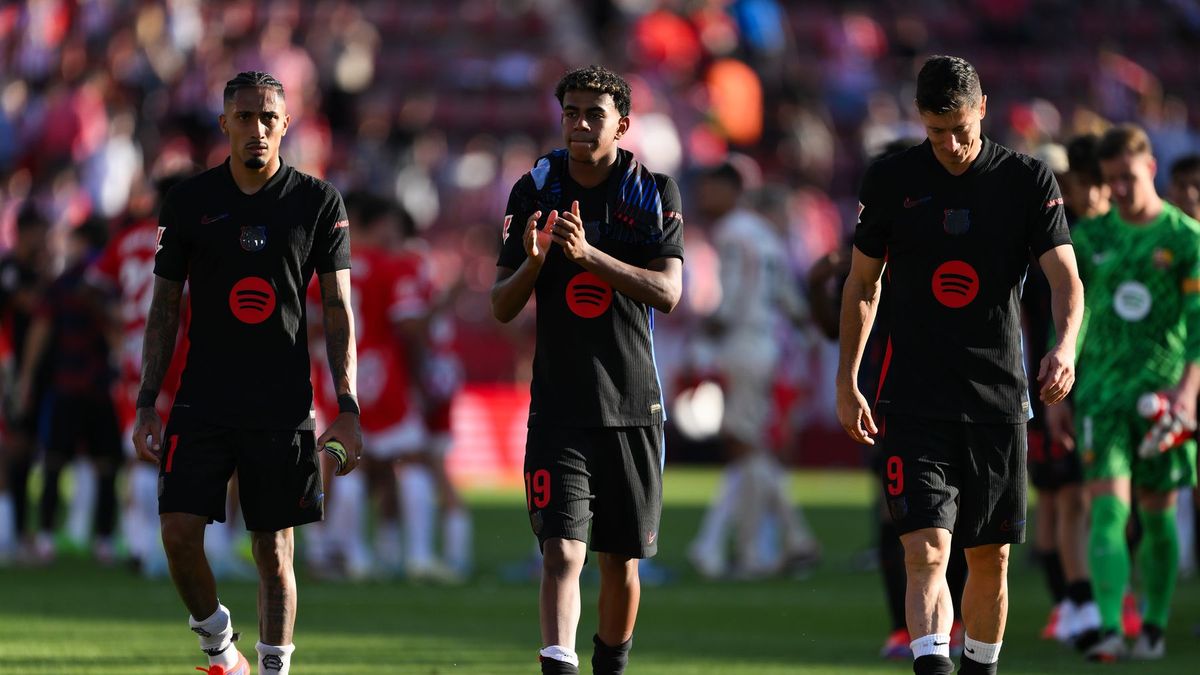 Getty Images / David Ramos / Na zdjęciu: Raphinha, Lamine Yamal i Robert Lewandowski