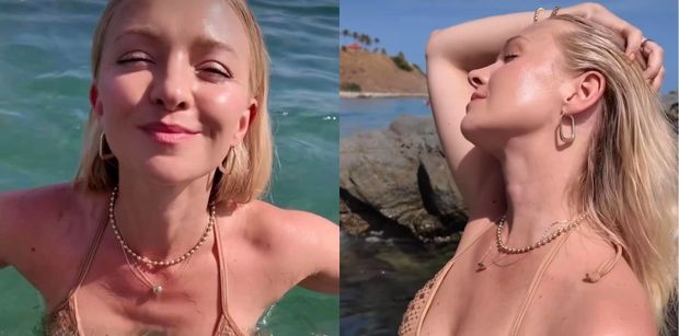 Barbara Kurdej-Szatan pluska się w wodzie W ZŁOTYM BIKINI. Fani ruszyli z komplementami: "Zjawiskowo piękna" (FOTO)