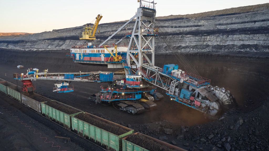Borodinsky opencast coal mine
RYBINSK, RUSSIA - APRIL 19: A view from the Borodinsky coal mine, which is an opencast coal mine, operated by SUEK, producing 22 million tonnes per annum, next to the village of Borodino, in the Rybinsk district of the Krasnoyarsk region, Russia on April 19, 2022. (Photo by Alexander Manzyuk/Anadolu Agency via Getty Images)
Anadolu
opencast