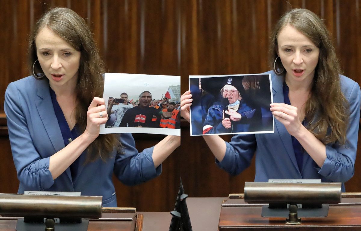 "Twarz nienawiści i twarz patriotyzmu". Posłanka pokazała w Sejmie dwa zdjęcia (PAP)
