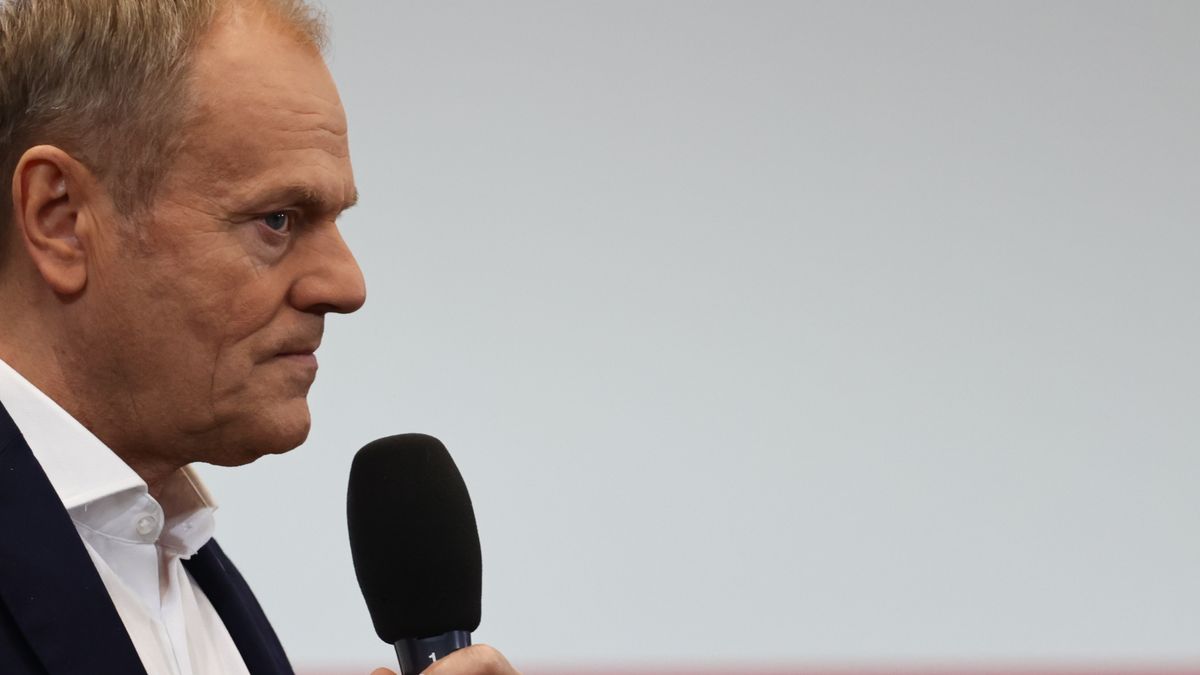 Polish Prime Minister Donald Tusk during the convention ahead of the local government and city mayor elections in Krakow, Poland on April 3, 2024. (Photo by Jakub Porzycki/NurPhoto via Getty Images)