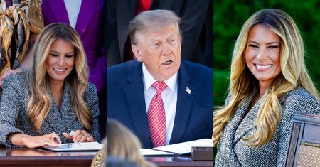 Uśmiechnięta Melania Trump składa podpis, a Donald ją WYŚMIEWA: "Nie wiem, czy cokolwiek znaczy". Mąż roku? (ZDJĘCIA)