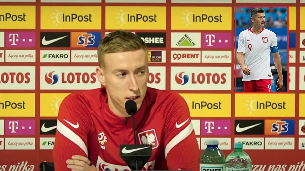 Adam Buksa na konferencji prasowej