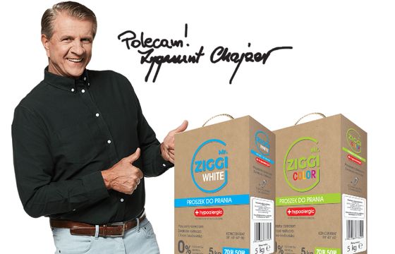 Proszek i płyn do prania Mr. Ziggi trafił do sprzedaży w Lidlu, Zygmunt Chajzer w kampanii "Czysta kasa"