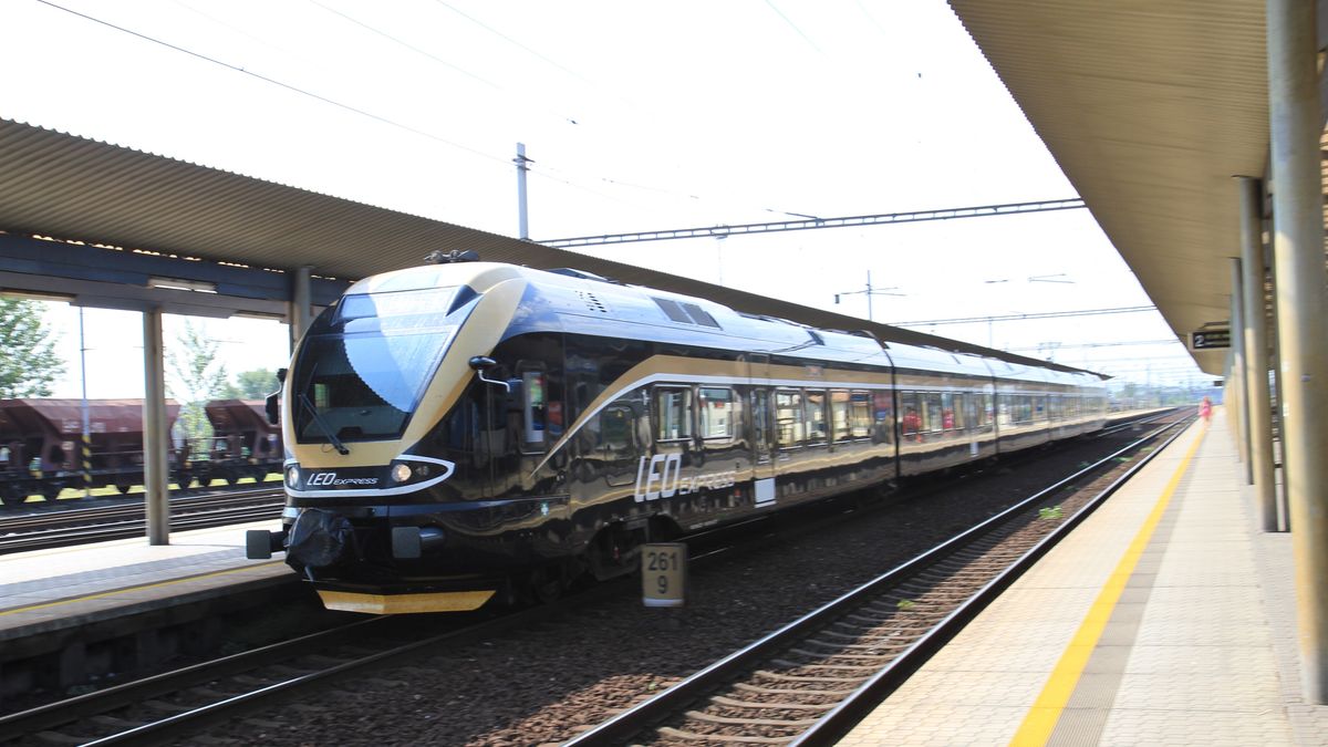 OSTRAVA, CZECH REPUBLIC - 2 may 2016: High-speed train LEO ExpressPRAGUE, CZECH REPUBLIC - 2 may 2016: High-speed train LEO Express  at the train station Ostravawww.jirivaclavek.czexpress, leo, republic, czech, train, speed, station, railway, prague, modern, travel, motion, europe, high, transportation, transport, fast, electric, track, passenger, railroad, locomotive, summer, background, old, platform, low-deck, business, technology, high-speed, express, leo, republic, czech, train, speed, station, railway, prague, modern, travel, motion, europe, high, transportation, transport, fast, electric, track, passenger, railroad, locomotive, summer, background, old, platform, low-deck, business, technology, high-speed