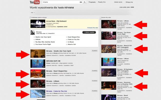 Znaczna część popularnych teledysków została udostępniona przez Vevo