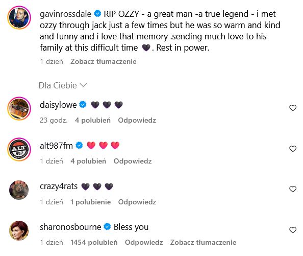 Sharon Osbourne przerwała milczenie po śmierci męża