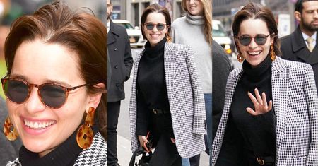 Emilia Clarke prezentuje nową fryzurę na nowojorskim chodniku