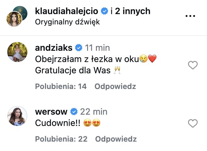 Andziaks i Wersow pogratulowały Klaudii Halejcio