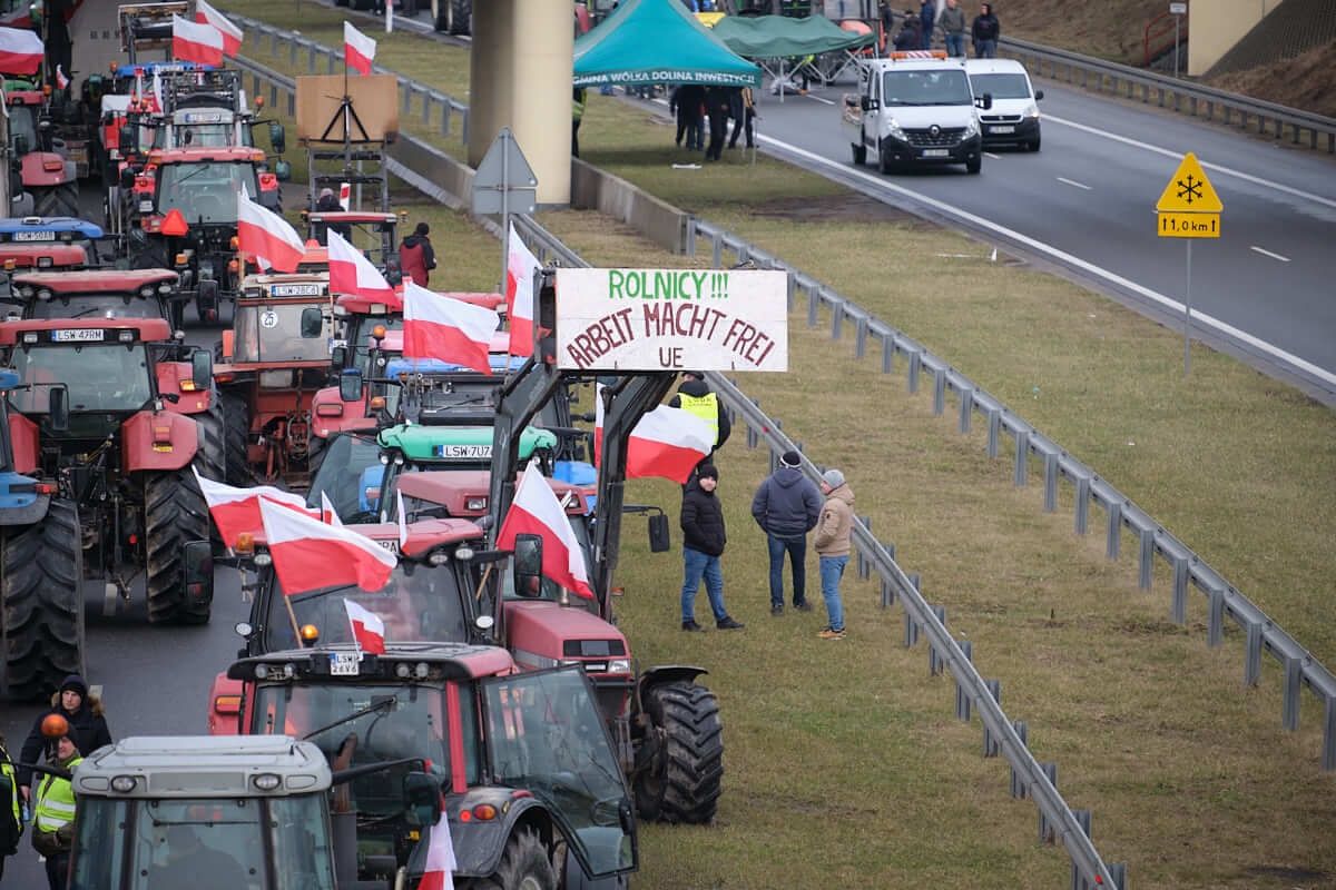 Protest rolników na obwodnicy Lublina - węzeł Lublin Tatary