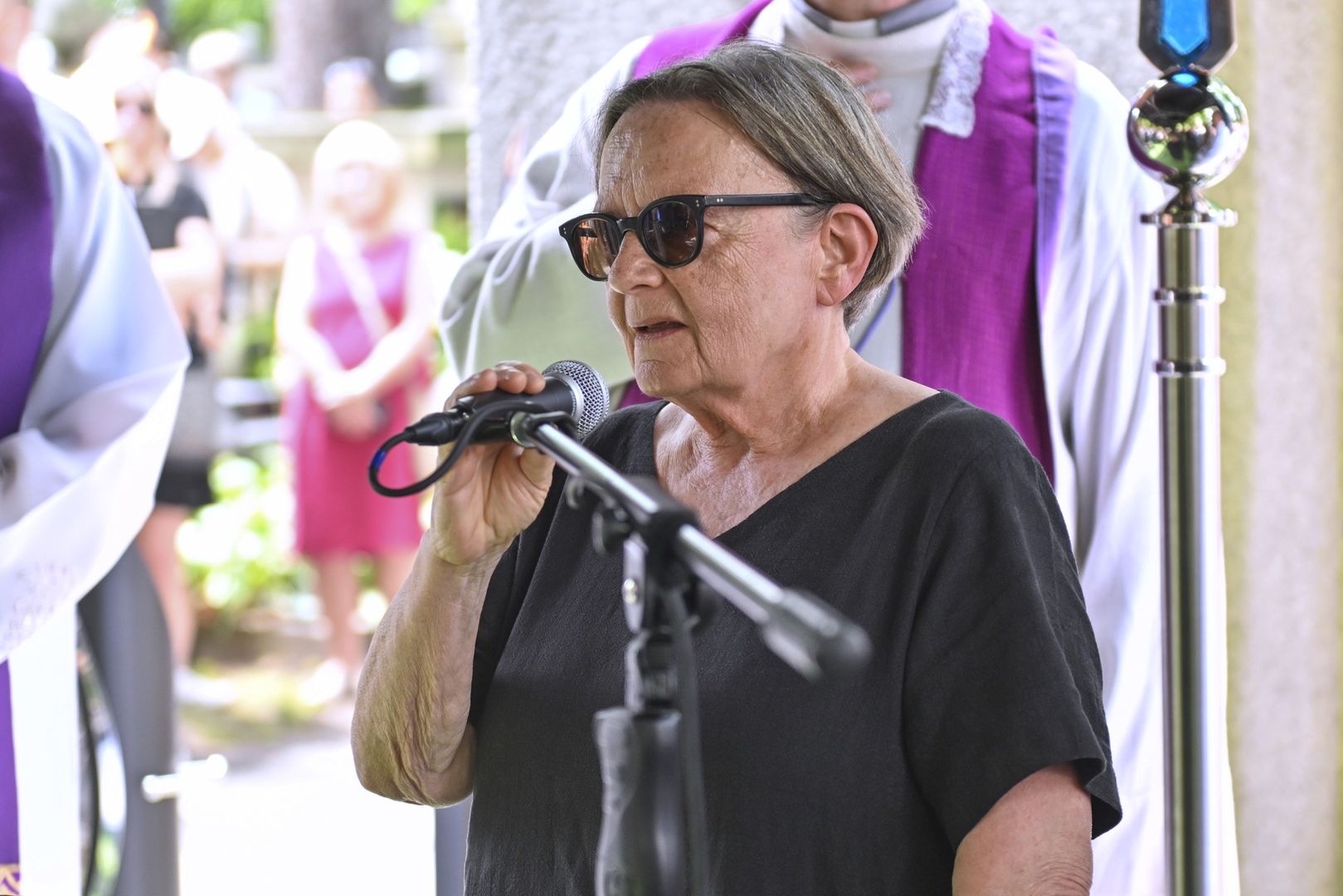 Agnieszka Holland na pogrzebie Jerzego Stuhra