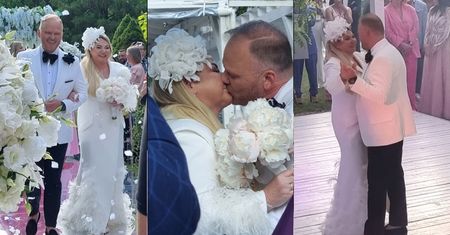 Ślub Katarzyny Niezgody i Pawła Markiewicza: pierwszy taniec w kłębach dymu, pocałunki i mnóstwo kwiatów (ZDJĘCIA)