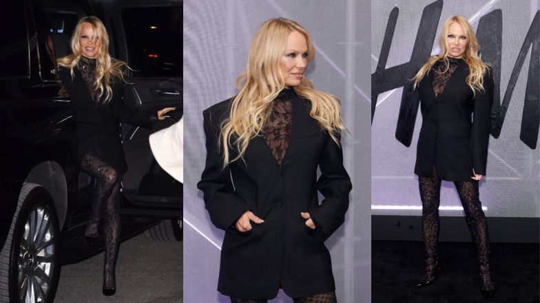 55-letnia Pamela Anderson kradnie spojrzenia na ściance pokazu Mugler x H&M w Nowym Jorku (FOTO)