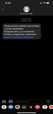 Oszustwo wykorzystujące SMS o paczce - przykłady wiadomości