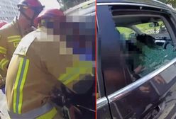 Usłyszeli krzyki z samochodu na parkingu. Natychmiast wybili szybę