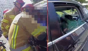 Usłyszeli krzyki z samochodu na parkingu. Natychmiast wybili szybę
