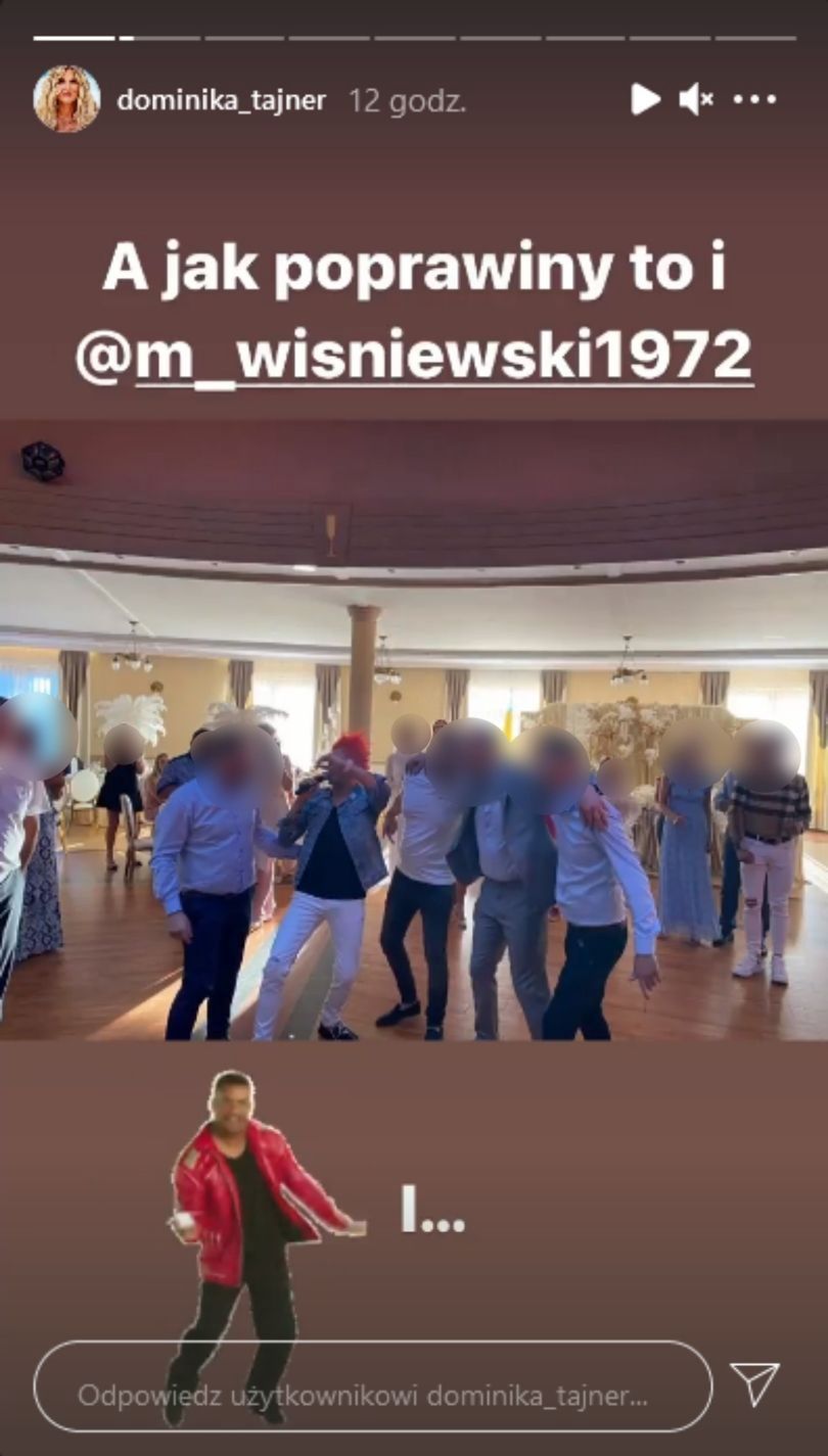 Dominika Tajner bawi się na poprawinach z Michałem Wiśniewskim i jego byłą żoną