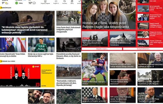 Strony główne portali: Onet przed WP.pl