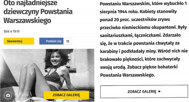 Onet i Fakt.pl po krytyce usunęły zdjęcia „najładniejszych dziewczyn Powstania Warszawskiego”