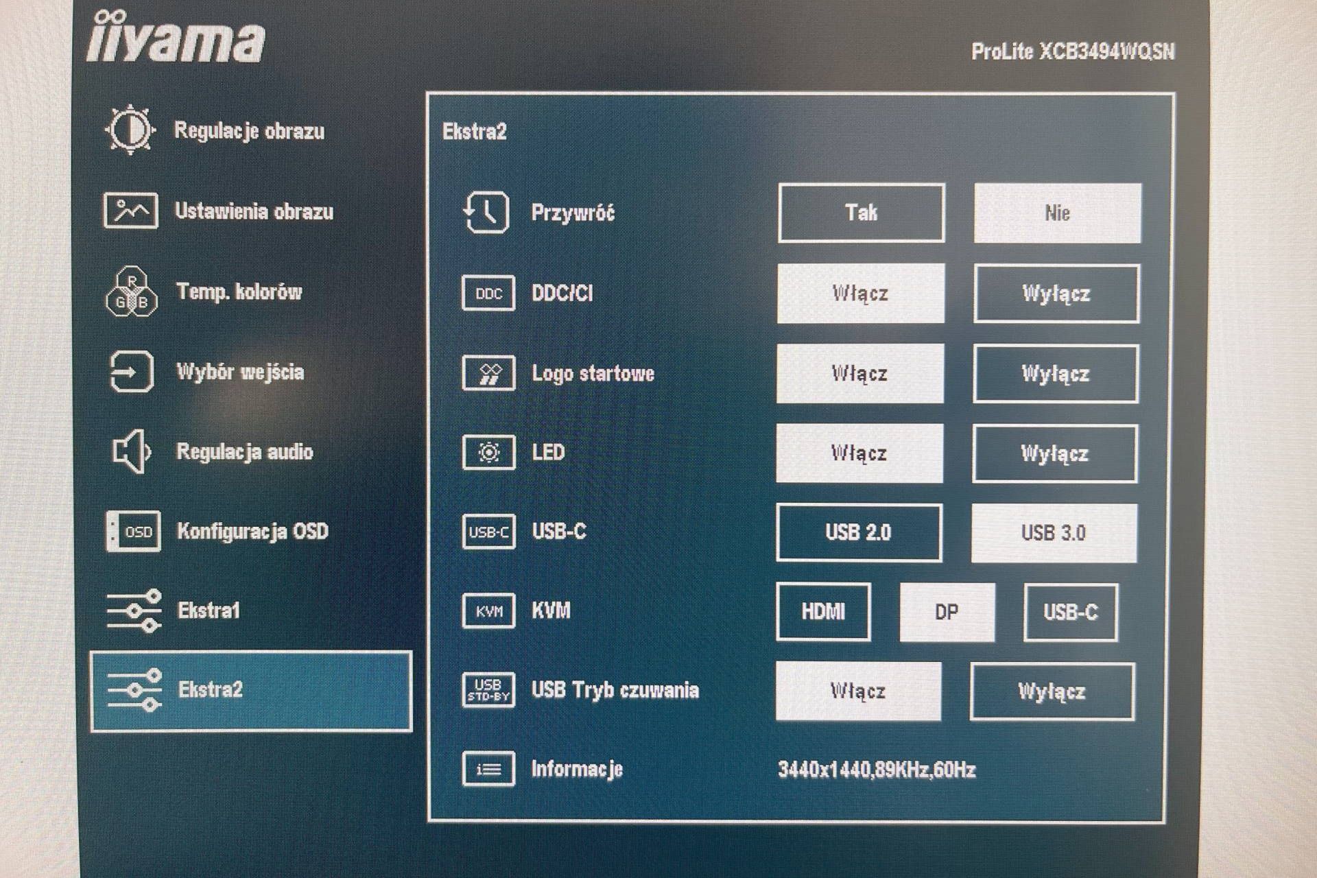 iiyama ProLite XCB3494WQSN - OSD KVM