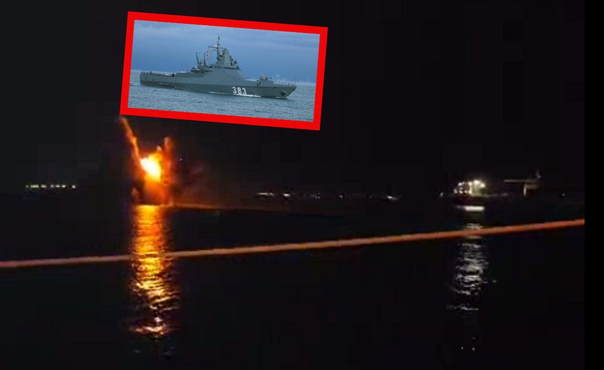  Zniszczony. Potężne uderzenie w rosyjski okręt przy okupowanym Krymie