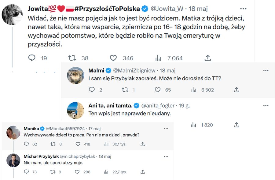 Niektóre z odpowiedzi pod postem Przybylaka