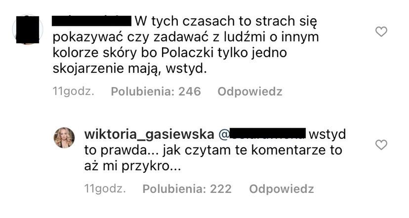 Komentarze pod zdjęciem Wiktorii Gąsiewskiej
