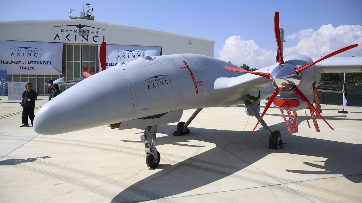 ISTANBUL, TURKEY - AUGUST 29: A view from Corlu Airport Base Command AkincÄ± Flight Training and Test Center ahead of the delivery and graduation ceremony for Bayraktar Akinci, unmanned combat aerial vehicle, on August 29, 2021 in Istanbul, Turkey. (Photo by Serhat Cagdas/Anadolu Agency via Getty Images)