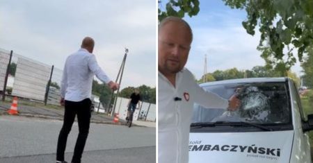 Zniszczony samochód posła. W tle konflikt Zembaczyński-Kukiz