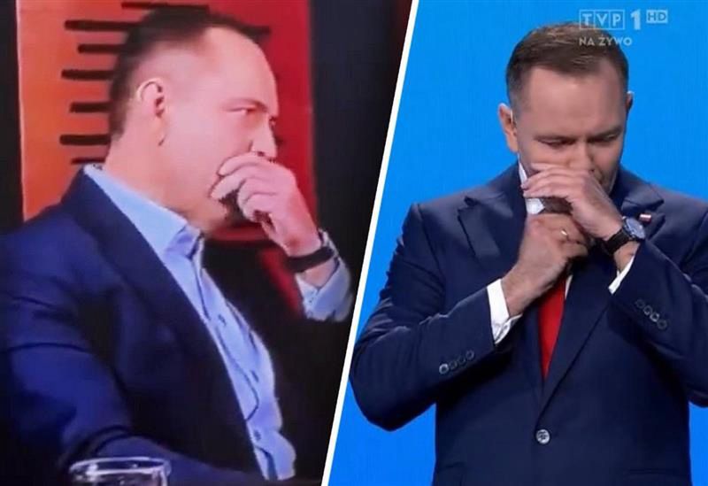 Kolejny raz Nawrocki zażył "snusa"