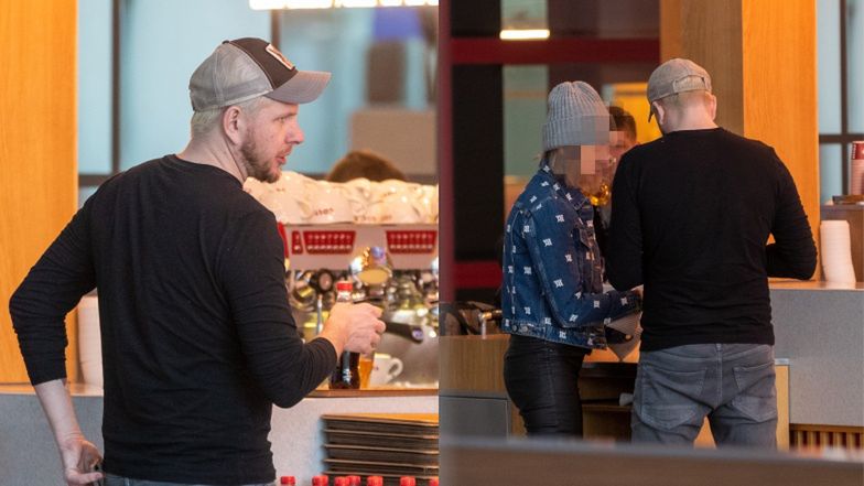 Filip Chajzer z ukochaną na lotnisku