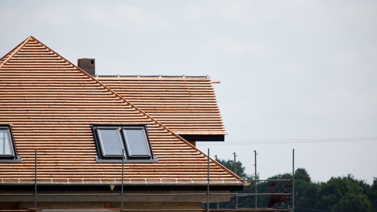 dom, dach, budowa, niebo,