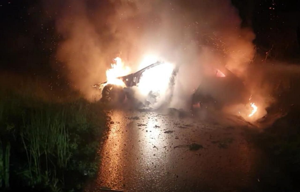 Sceny grozy pod Gorlicami. Audi stanęło w płomieniach