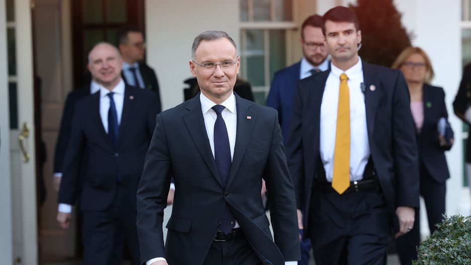 WASHINGTON, DC - MARCH 12: Polish President Andrzej Duda leaves the White House following a meeting with U.S. President Joe Biden at the White House on March 12, 2024 in Washington, DC. The leaders spoke on European security and reaffirmed military cooperation as Russia's war against Ukraine continues.  (Photo by Kevin Dietsch/Getty Images)