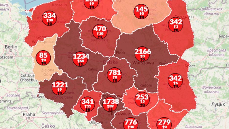 Mapa koronawirusa w Polsce. Ponad 10 750 chorych na COVID-19