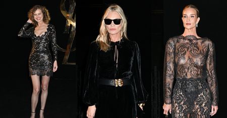 Gwiazdy świecą ciuszkami (i golizną) na pokazie Saint Laurent: Kate Moss, Eva Herzigová, Rosie Huntington-Whiteley... (ZDJĘCIA)