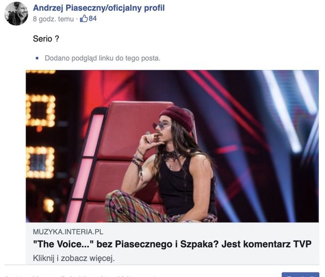 Piasek zaskoczony doniesieniami o ewentualnym zwolnieniu z TVP
