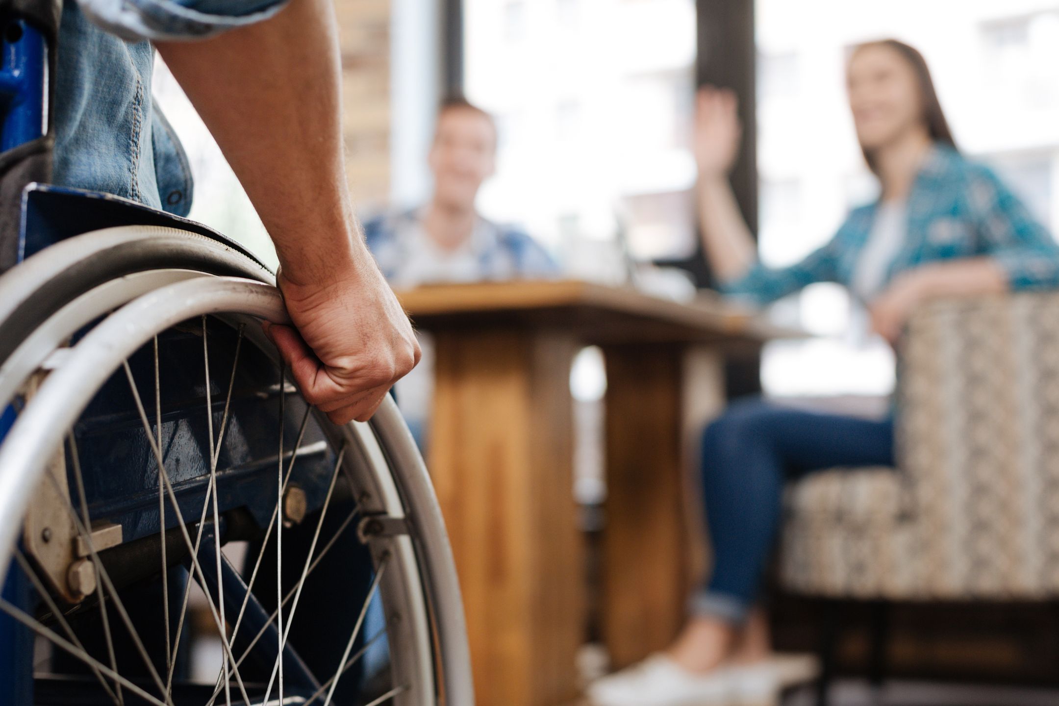 Confident handicapped man meeting his friends
No limits. Nice motivated remarkable guy coming in a cafe while his colleagues waiting for him and greeting him
meeting, leisure, handicapped, lifestyle, friendship, support, ability, fun, communication, community, cafe, youth, security, educated, healthcare, health, equality, students, wheelchair, paralysis, disabled, incapacitated, university, traumatic, selective focus, relaxation, abled, paralyzed, emotion, immobile, muscle, society, millennial, disability, greeting, friends, exceptional, cooperation, injury, challenge, future, social