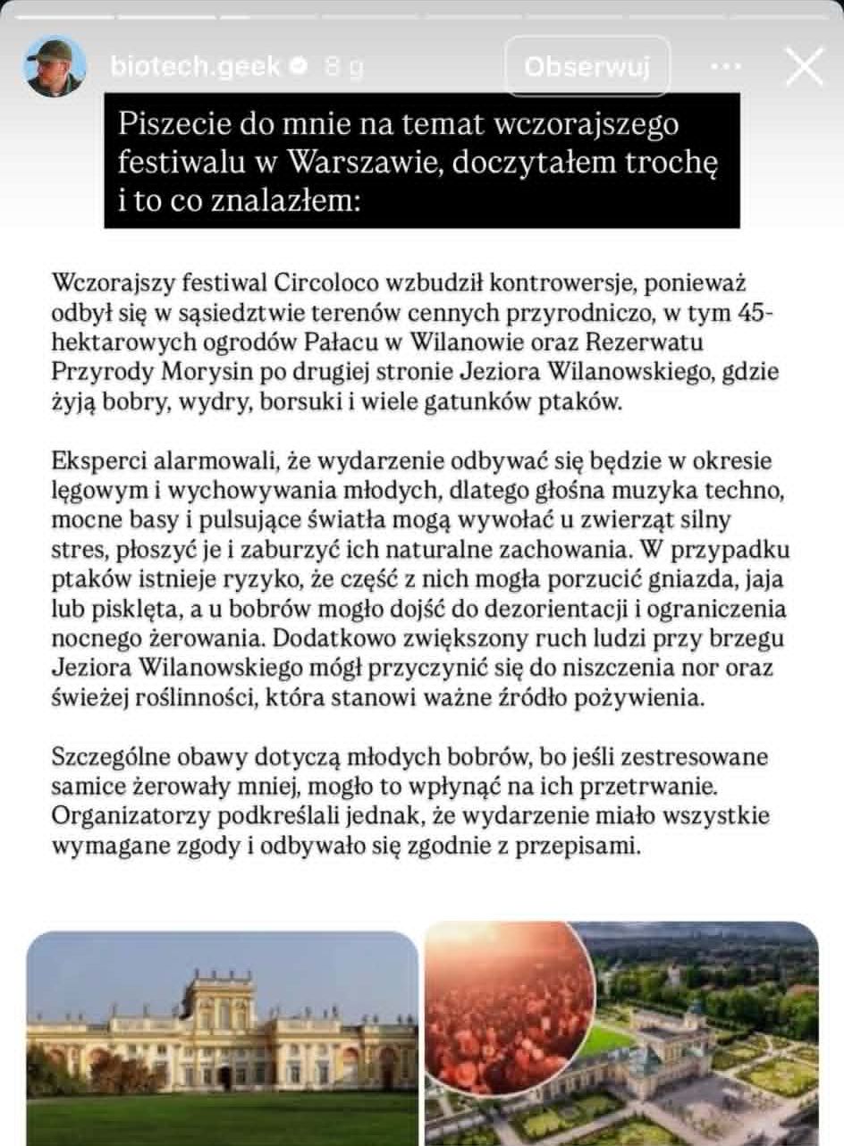 Biotechnolog Dawid Polak o imprezie w Wilanowie