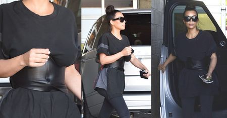Kim Kardashian w podkoszulku i... "gorsecie" (ZDJĘCIA)