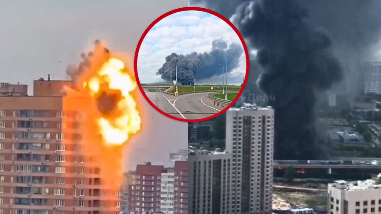 Moskwa w ogniu. Nagrania z potężnego ataku dronów na stolicę Rosji