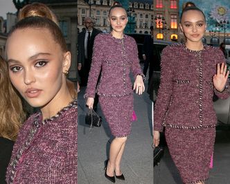 Kobieca Lily-Rose Depp pędzi na promocję zegarków Chanel